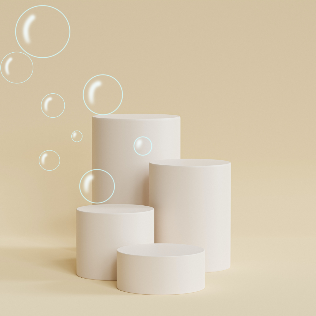 stack of candles and bubbles floating